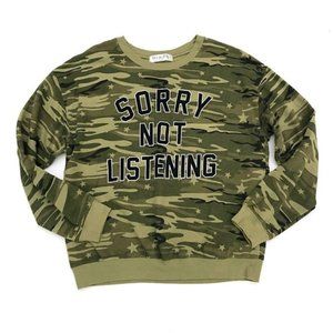 Wound Up Green Camouflage Sorry Not Listening Sweatshirt